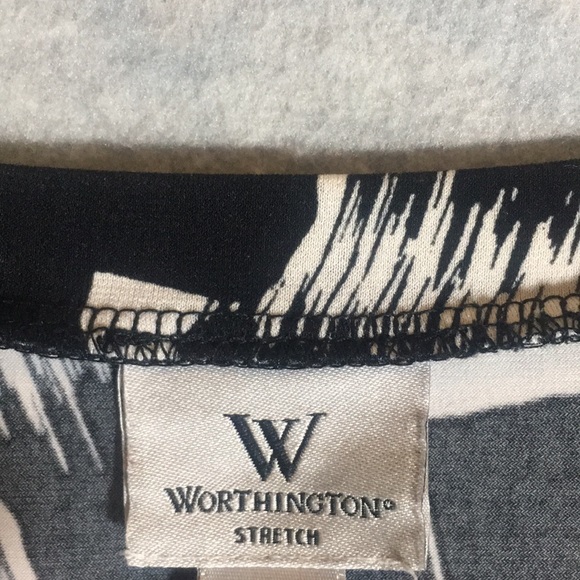 WORTHINGTON Abstract Brush Stroke Design Poly Jersey Knit Scoop Neck w/Gathering - Picture 14 of 16